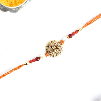 Unique OM & Shiv Combined Traditional Rakhi for Brother with Complimentary Roli Chawal