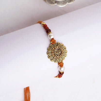 Unique OM & Shiv Combined Traditional Rakhi for Brother with Complimentary Roli Chawal