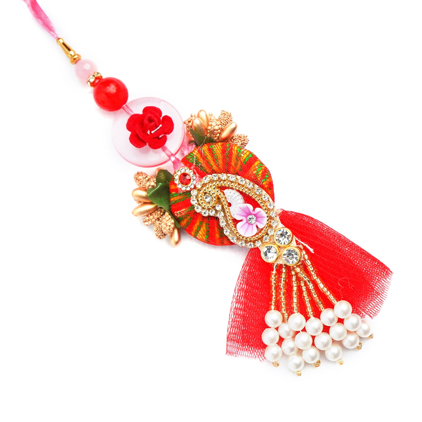 Elegant Pink Bhaiya Bhabhi Rakhi Set with Roli Chawal