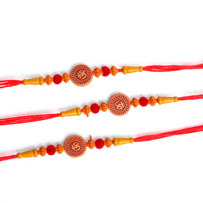 Set of 3 OM Traditional Rakhi for Brother Perfect Raksha Bandhan Gift for Brother with Complimentary Roli Chawal