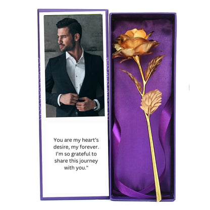 24K Gold Plated Rose with Personalized Message & Photo