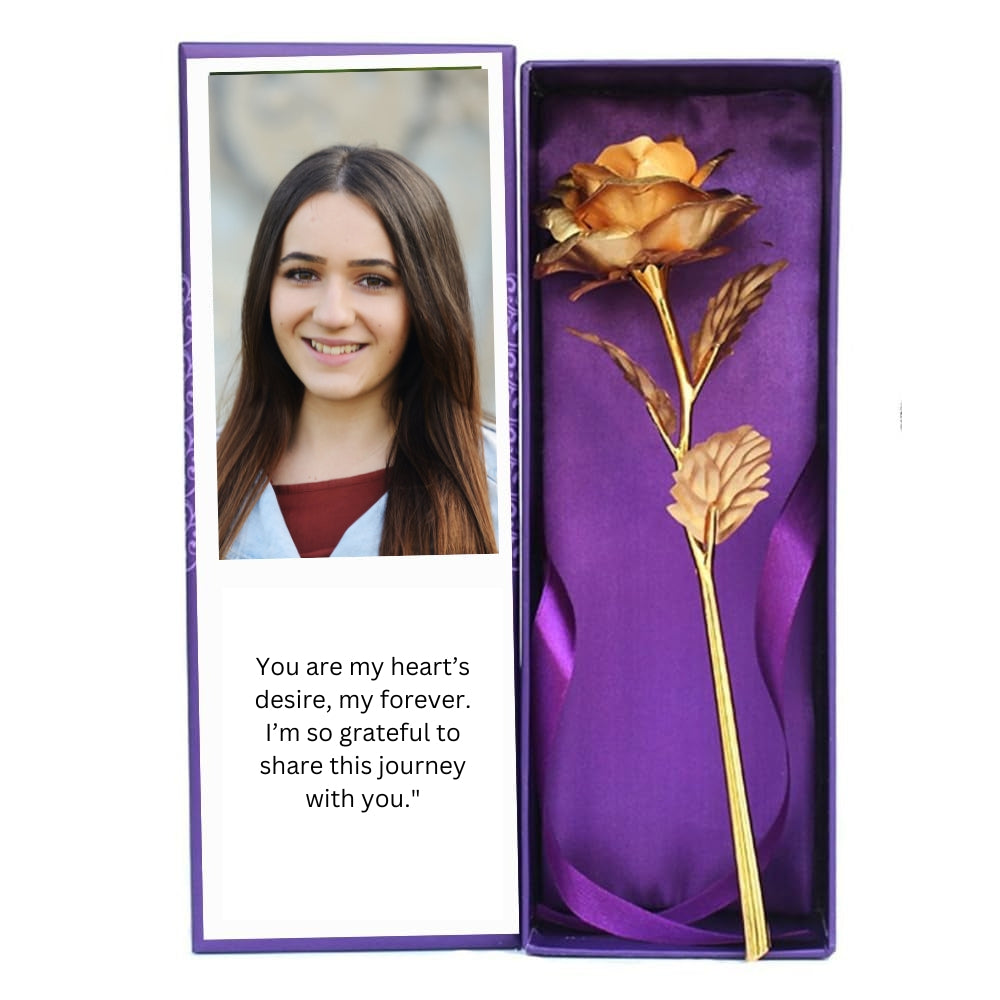 personalized 24k gold rose gift with message & photo