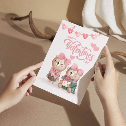 Happy Valentine’s Day Teddy Bears Greeting Card with Custom Message