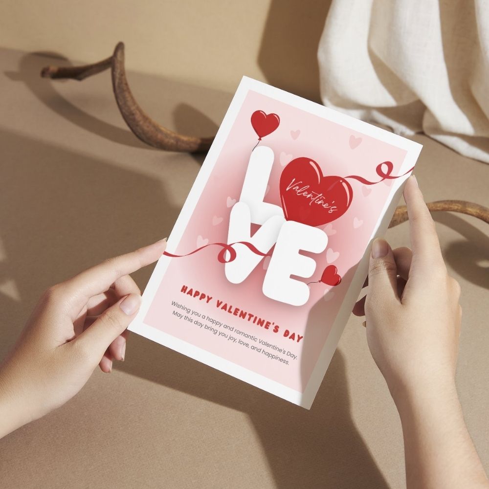 Love Printed Valentine’s Day Greeting Card with Custom Message