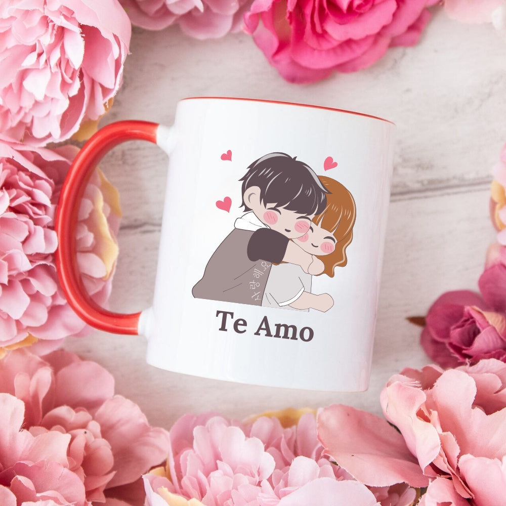 Te Amo Red Mug with Heart-Shaped Truffle Chocolates