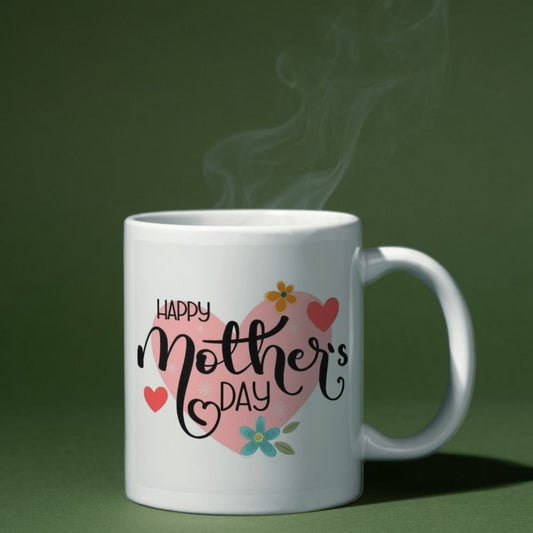 Happy Mother’s Day Mug with Heart Design – 350 ML Ceramic Gift for Mom