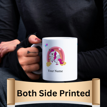 Customized Unicorn Cartoon Coffee Mug With Name Print