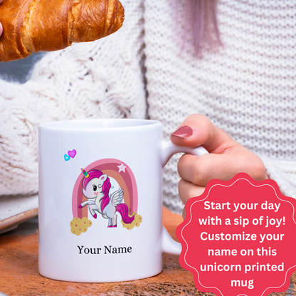 Customized Unicorn Cartoon Coffee Mug With Name Print