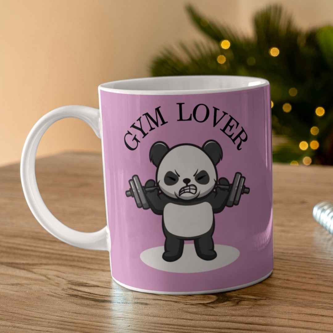 Gym Lover Panda Printed Coffee Mug Microwave & Dishwasher Safe (11 Ounces / 330ML)