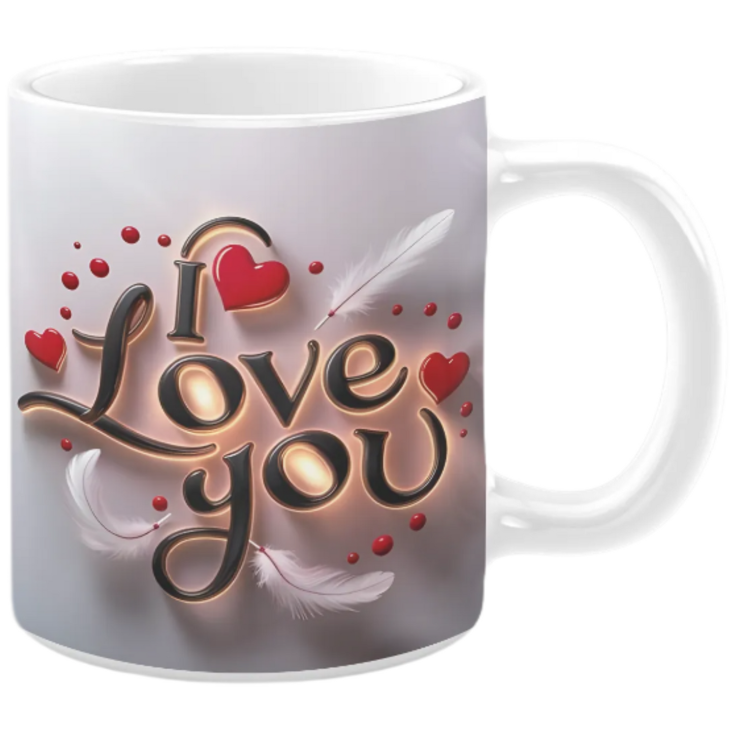 I Love You - Red Hearts Printed 11oz Ceramic Coffee Mug for Valentine's Day