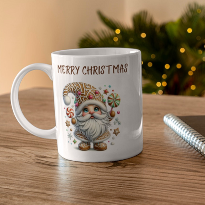 Merry Christmas Santa Claus Mug – Ceramic Holiday Coffee Mug with Christmas Decor Design