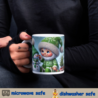 Cute Baby with Snowman Printed Ceramic Christmas Themed Mug