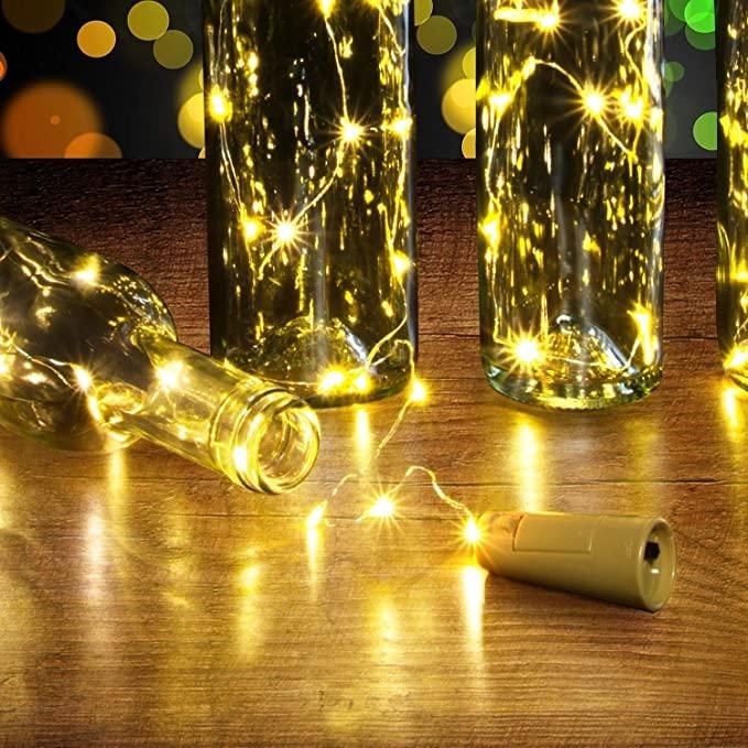 20 Led Wine Bottle Cork Copper Wire String Lights 2M Battery Operated (Warm White Pack Of 12)